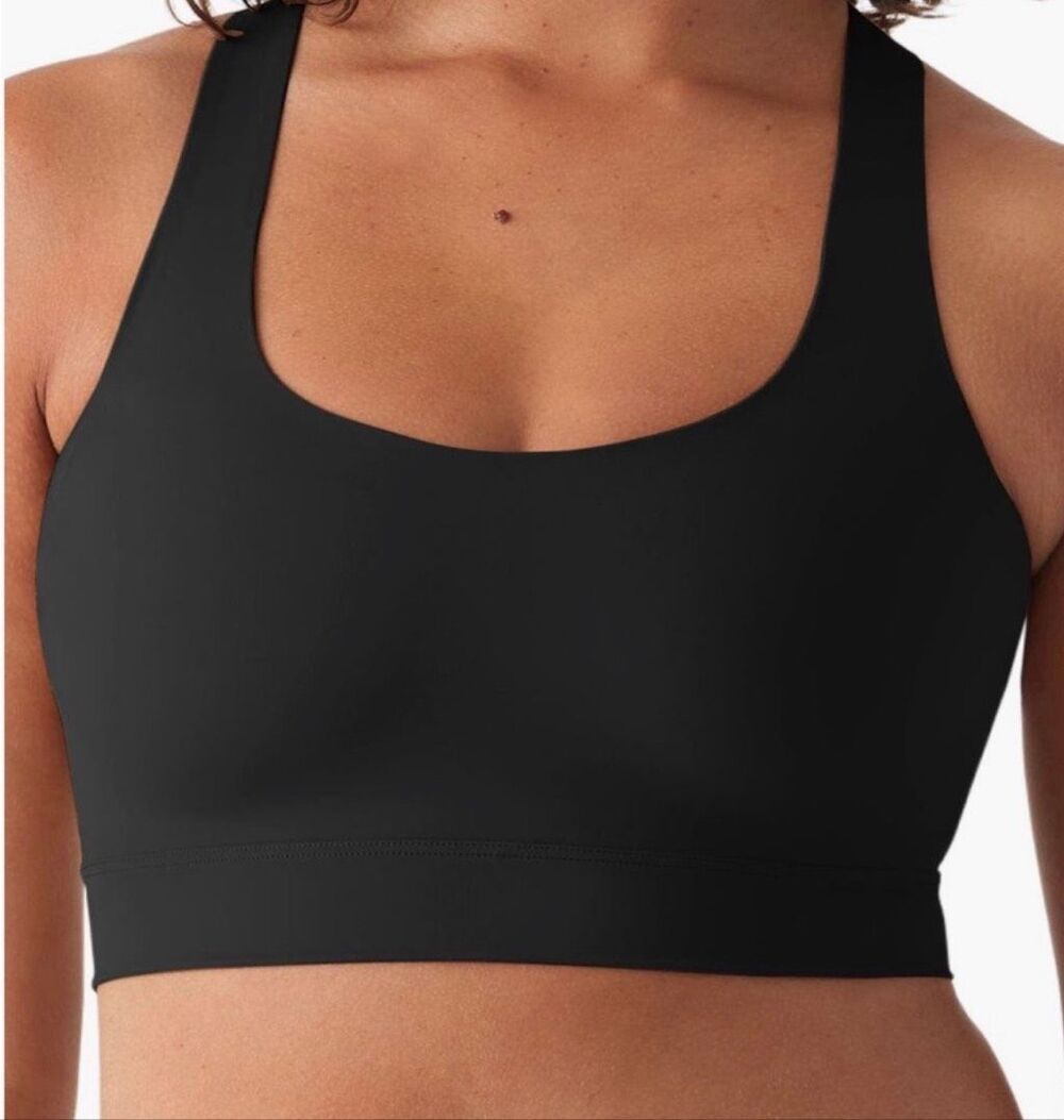 True & Co $58 True Body Low-Impact Racerback Bra Black Medium NEW
